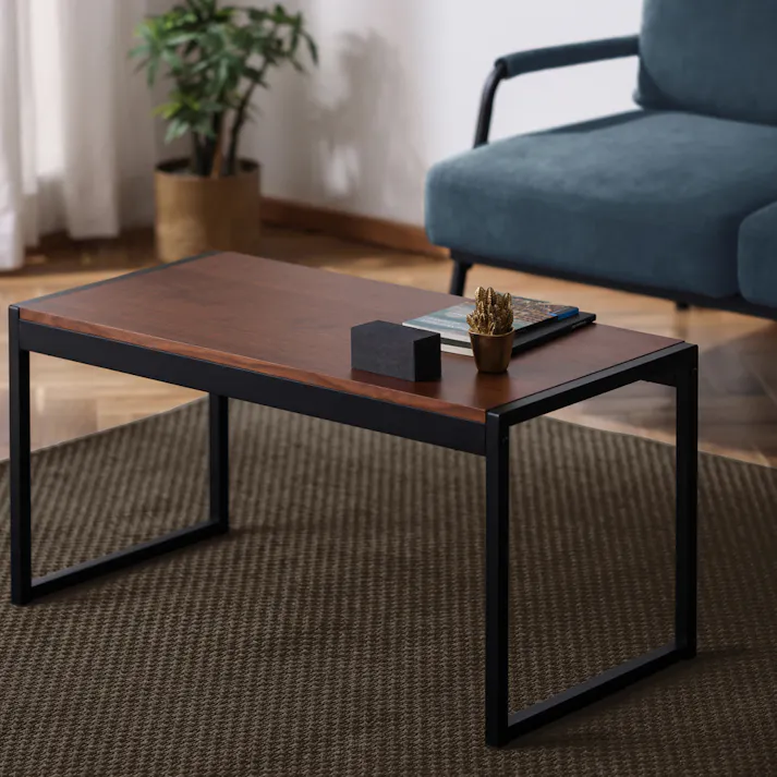 アイリスオーヤマ スチールフレームセンターテーブル SFCT-800 ウォールナット リビング ワーク オフィス テーブル 4967576650472【別送品】