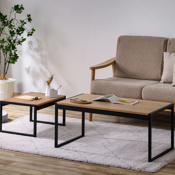 アイリスオーヤマ スチールフレームセンターテーブル SFCT-900N ナチュラル リビング ワーク オフィス テーブル 4967576650489【別送品】