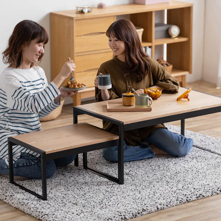 アイリスオーヤマ スチールフレームセンターテーブル SFCT-900N ナチュラル リビング ワーク オフィス テーブル 4967576650489【別送品】