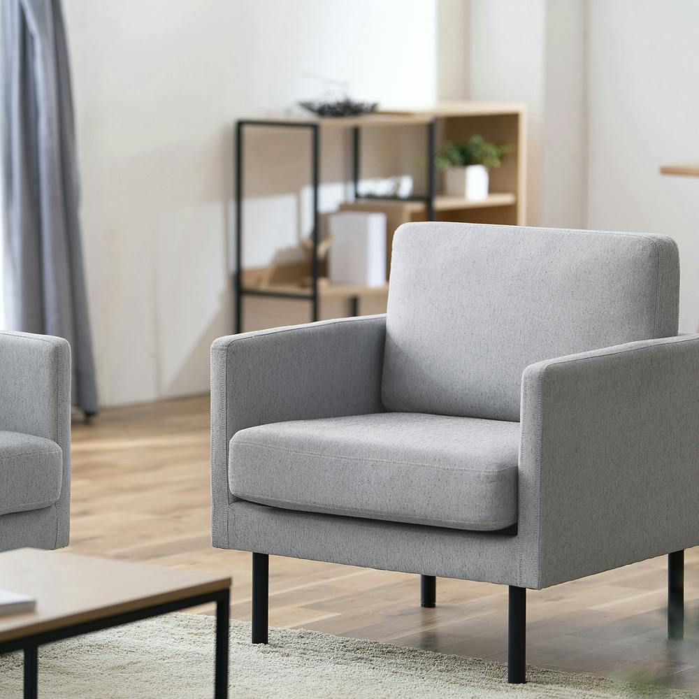 アイリスオーヤマ 1人掛けポケットコイルソファ PCS-1S ライトグレー