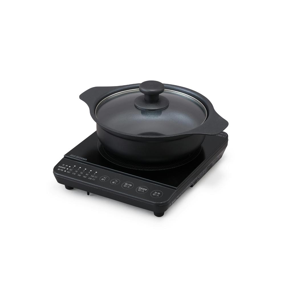アイリスオーヤマ IHコンロ鍋セット1000W IHKP-T39220-B ブラック 保温 調理 IH調理器 4967576666268 IH調理器 アイリスオーヤマ IHコンロ鍋セット1000W IHKP-T39220-B ブラック 保温 調理 IH調理器 4967576666268 IH調理器