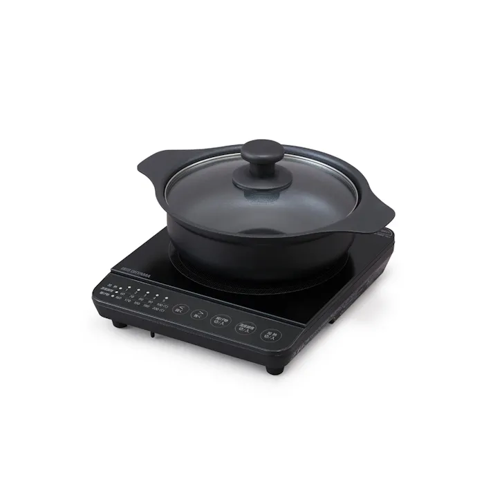 アイリスオーヤマ IHコンロ鍋セット1000W IHKP-T39220-B ブラック 保温 調理 IH調理器 4967576666268【別送品】
