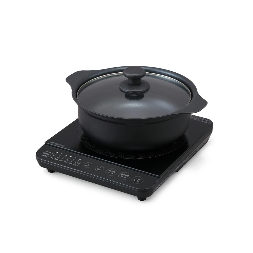 アイリスオーヤマ IHコンロ鍋セット1400W IHKP-T39124-B ブラック 保温 調理 IH調理器 4967576666299 IH調理器 アイリスオーヤマ IHコンロ鍋セット1400W IHKP-T39124-B ブラック 保温 調理 IH調理器 4967576666299 IH調理器