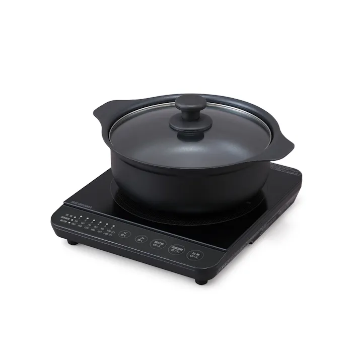 アイリスオーヤマ IHコンロ鍋セット1400W IHKP-T39124-B ブラック 保温 調理 IH調理器 4967576666299【別送品】
