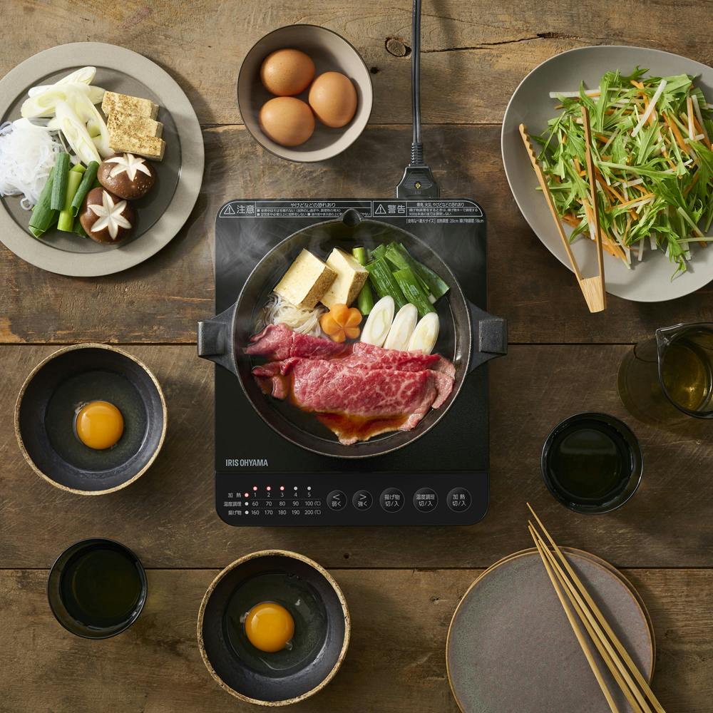 アイリスオーヤマ IHコンロ 1000W IHK-T392-B ブラック 保温 調理 IH