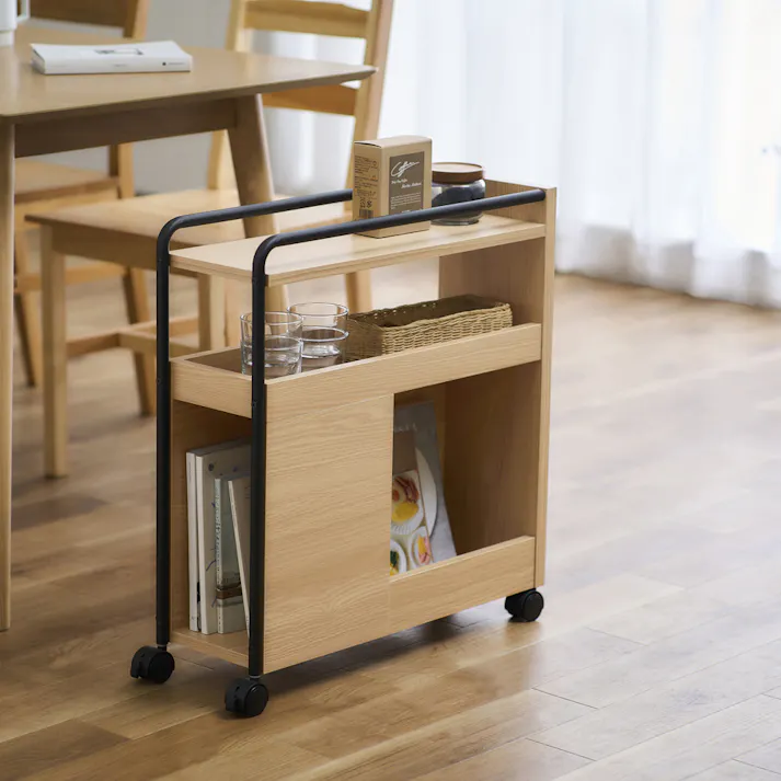 アイリスオーヤマ ダイニングワゴン DWG-196 ナチュラル キッチン ダイニング テーブル 4967576669696【別送品】