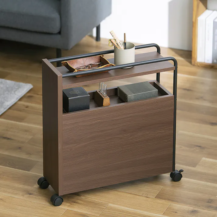 アイリスオーヤマ ダイニングワゴン DWG-196 ウォールナット キッチン ダイニング テーブル 4967576669702【別送品】