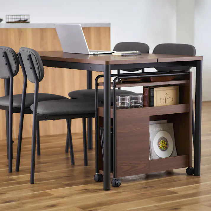 アイリスオーヤマ ダイニングワゴン DWG-196 ウォールナット キッチン ダイニング テーブル 4967576669702【別送品】