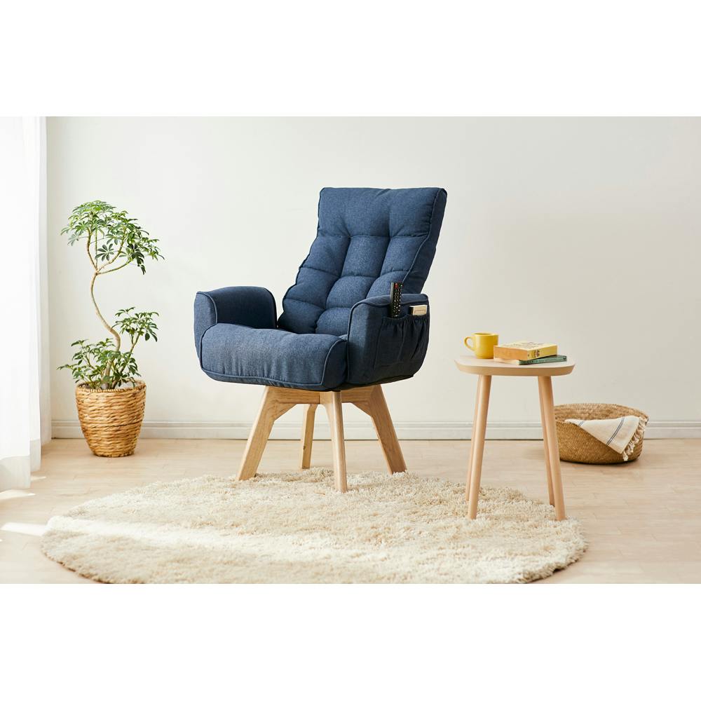 アイリスオーヤマ 回転ファブリックチェア FACN-KH ブルー 回転 チェア