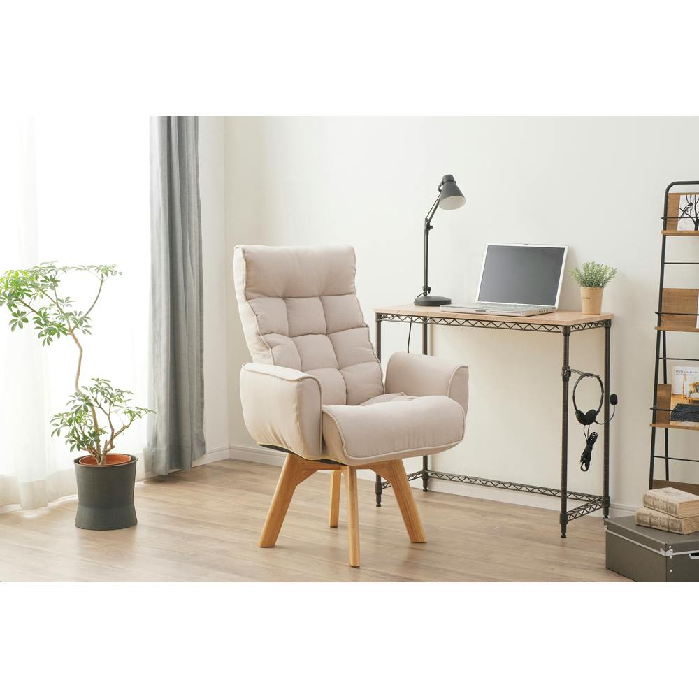 アイリスオーヤマ 回転ファブリックチェア FACN-KH アイボリー 回転