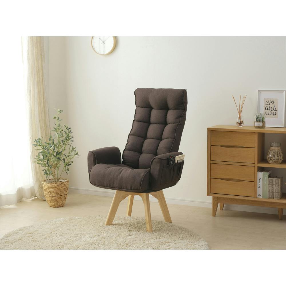 ブラウン ハイバック回転チェア アイリスオーヤマ 回転ファブリックチェア ハイバック FACN-KHB