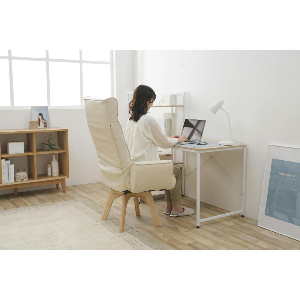 アイリスオーヤマ 回転チェア レザー調 ハイバック LECN-KHB