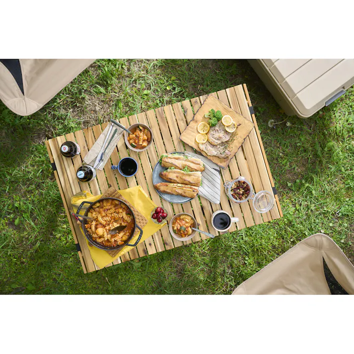 アイリスオーヤマ ウッドロールテーブル WRT-90 キャンプ バーベキュー レジャー用品 4967576677806【別送品】