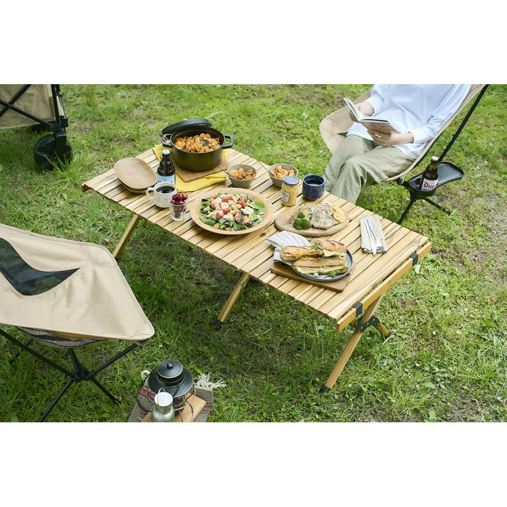 アイリスオーヤマ ウッドロールテーブル WRT-120 キャンプ