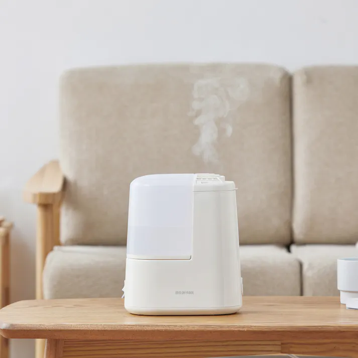 アイリスオーヤマ スチーム式加湿器 120ml AHM-H12B-C アイボリー 喉 声 乾燥 加湿器 4967576679152【別送品】