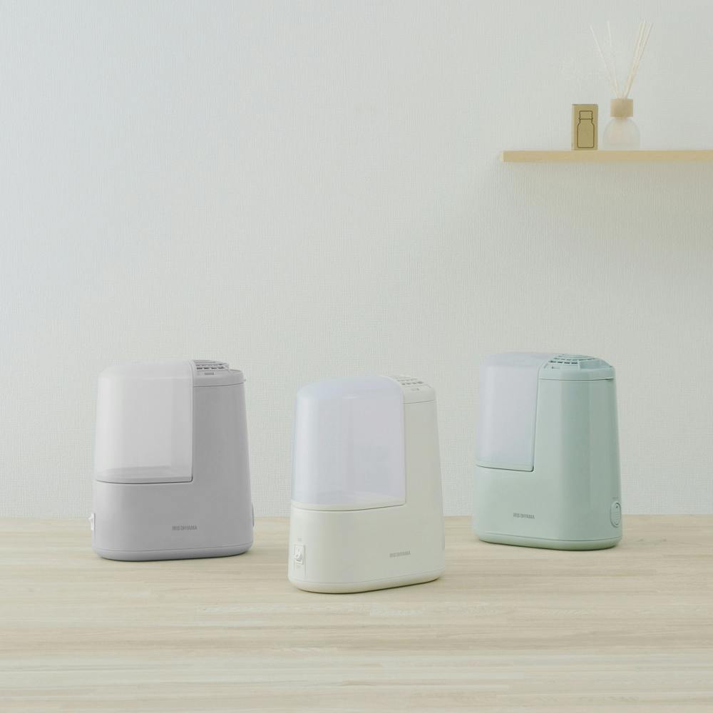 アイリスオーヤマ スチーム式加湿器 120ml AHM-H12B-C アイボリー 喉