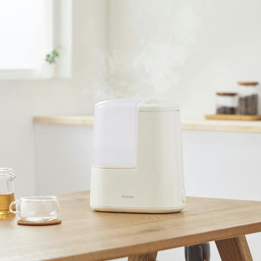アイリスオーヤマ スチーム式加湿器 260ml AHM-H26B-C アイボリー 喉