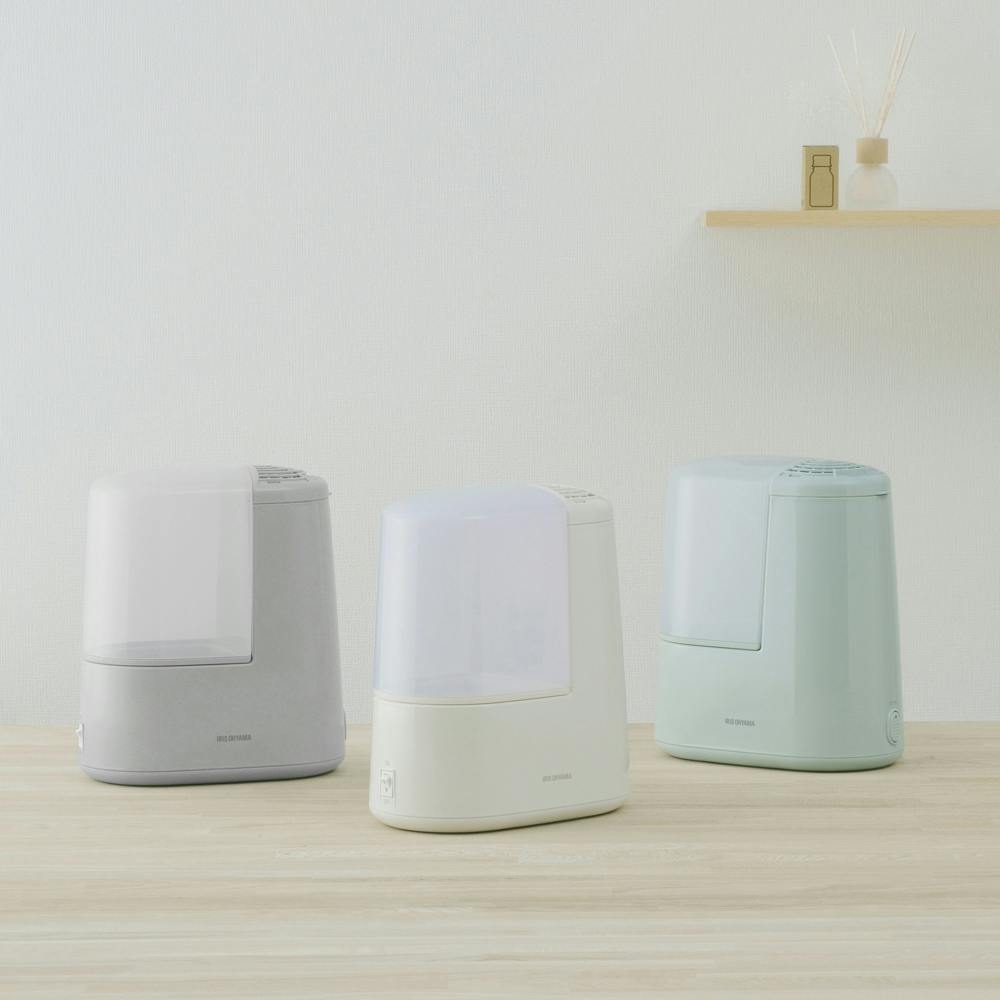 アイリスオーヤマ スチーム式加湿器 260ml AHM-H26B-C アイボリー 喉