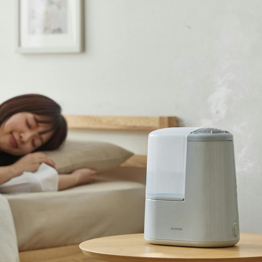 アイリスオーヤマ スチーム式加湿器 260ml AHM-H26B-H ミストグレー 喉
