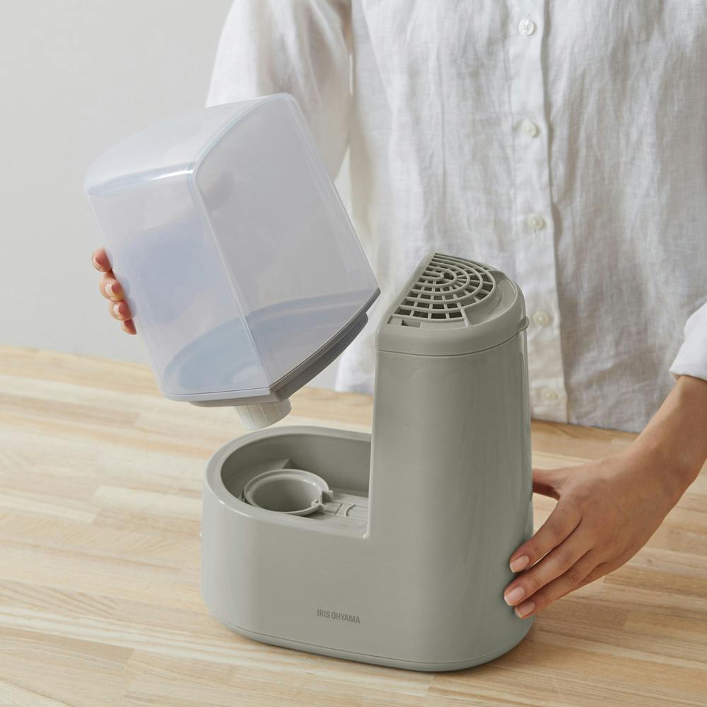 アイリスオーヤマ スチーム式加湿器 260ml AHM-H26B-H ミストグレー 喉