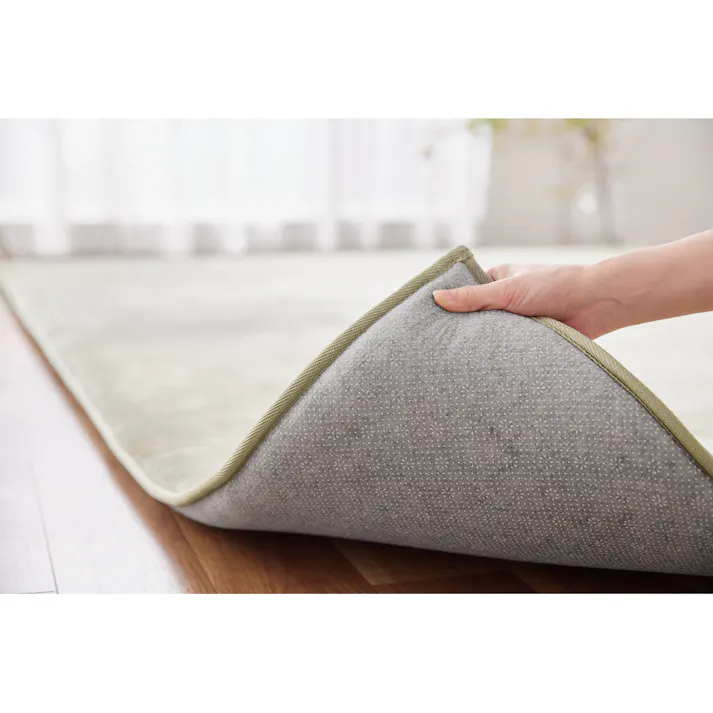 アイリスオーヤマ ラ・クッションラグ マイクロムートン 極厚 ACRMG-1824 オリーブ マット ラグ 敷物 4967576679558【別送品】