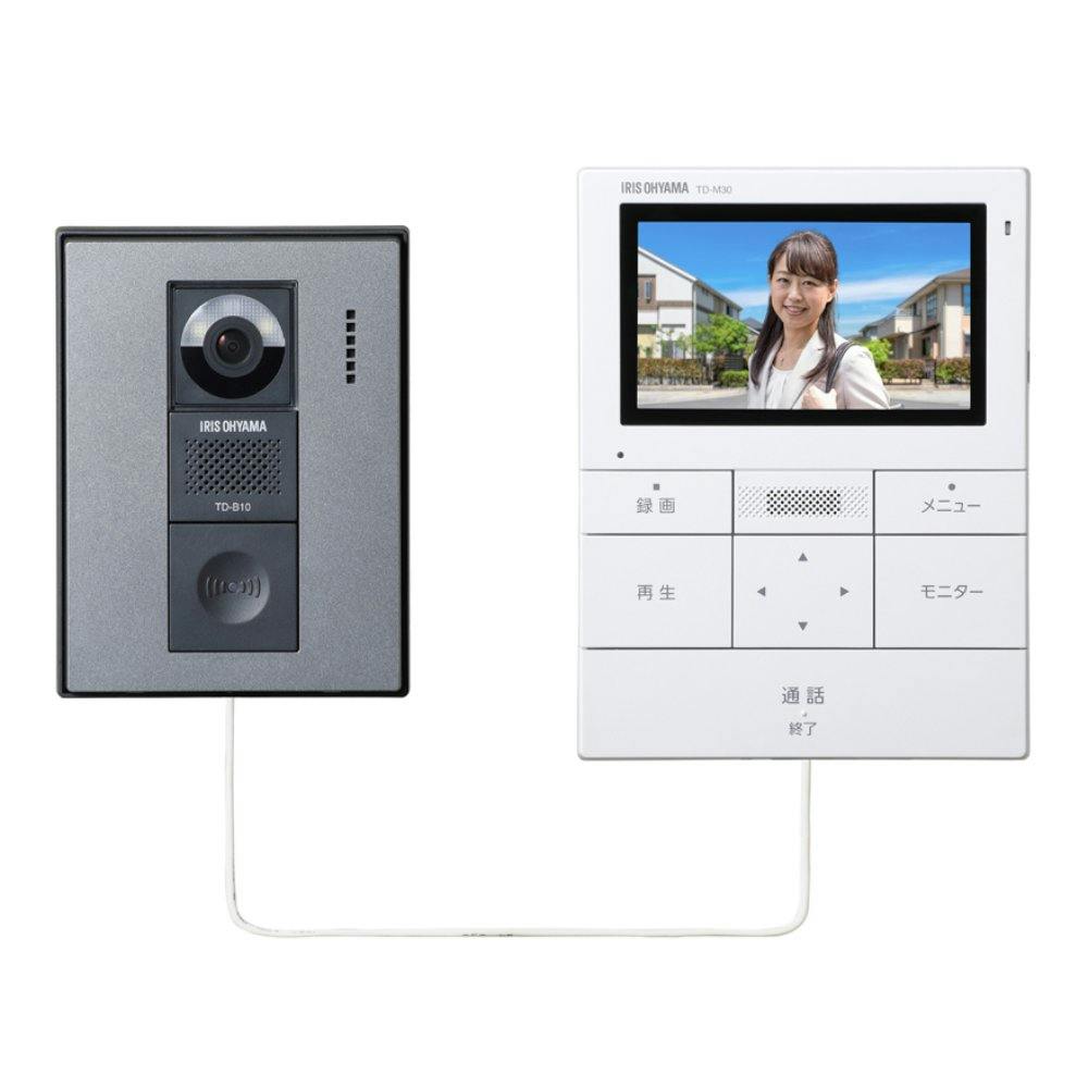 アイリスオーヤマ テレビドアホン TD-SM3010T-WSH ホワイト/ガンメタリック 玄関 防犯 インターホン 4967576680295 ドアホン・インターホン・防犯カメラ アイリスオーヤマ テレビドアホン TD-SM3010T-WSH ホワイト/ガンメタリック 玄関 防犯 インターホン 4967576680295 ドアホン・インターホン・防犯カメラ