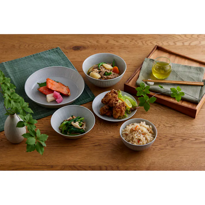 アイリスオーヤマ 食器 5点セット MNW-5S グレー 食器 家族 キッチン用品 4967576680325【別送品】