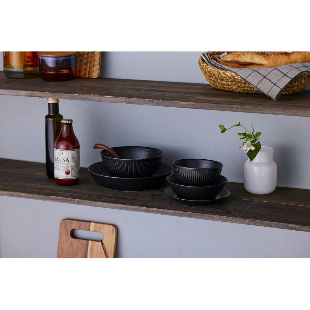 アイリスオーヤマ 食器 5点セット MNW-5S ブラック 食器 家族 キッチン