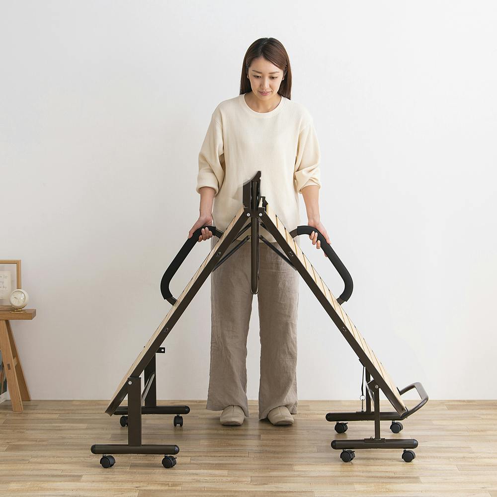 アイリスオーヤマ 折りたたみすのこベッド OTBSS-WH ナチュラル