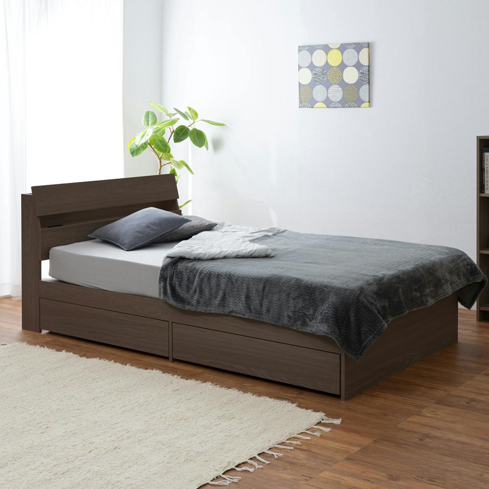 アイリスオーヤマ 収納ベッド STBS-SD ウォールナット 寝室 睡眠 収納