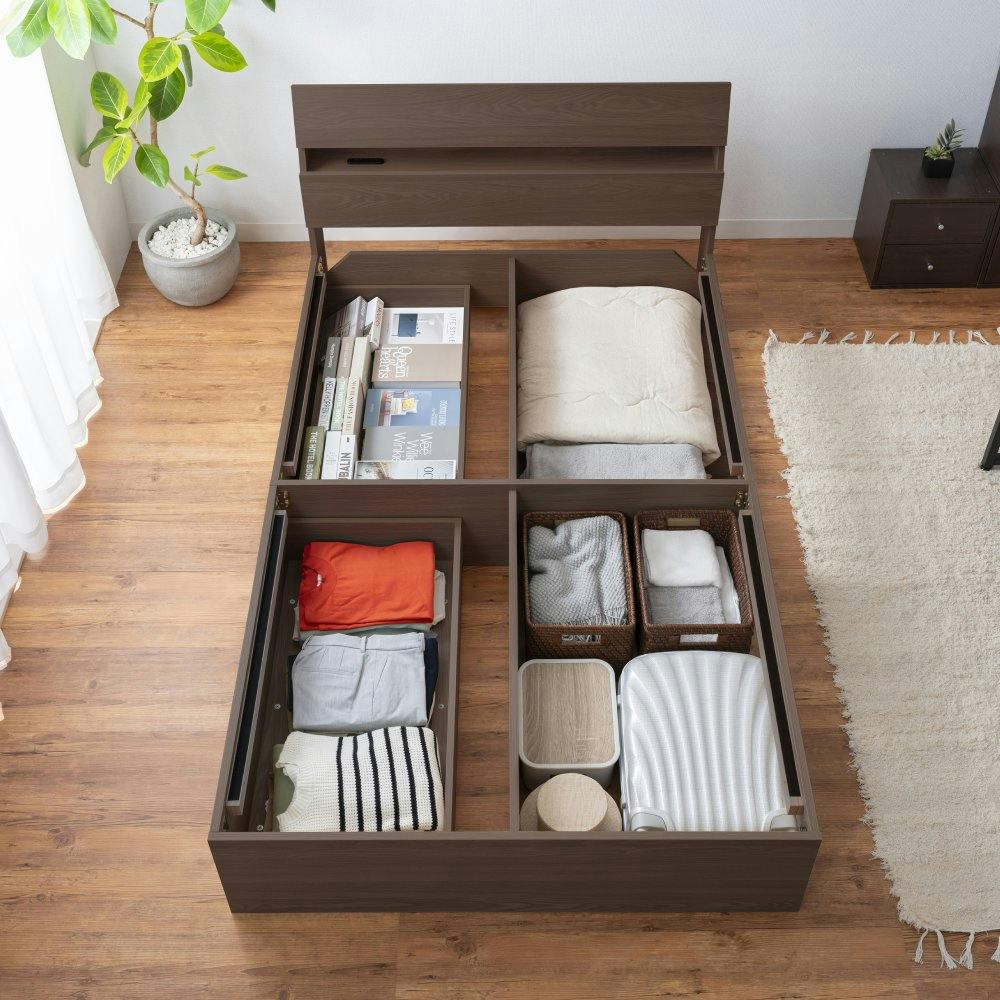 アイリスオーヤマ 収納ベッド STBS-SD ウォールナット 寝室 睡眠 収納