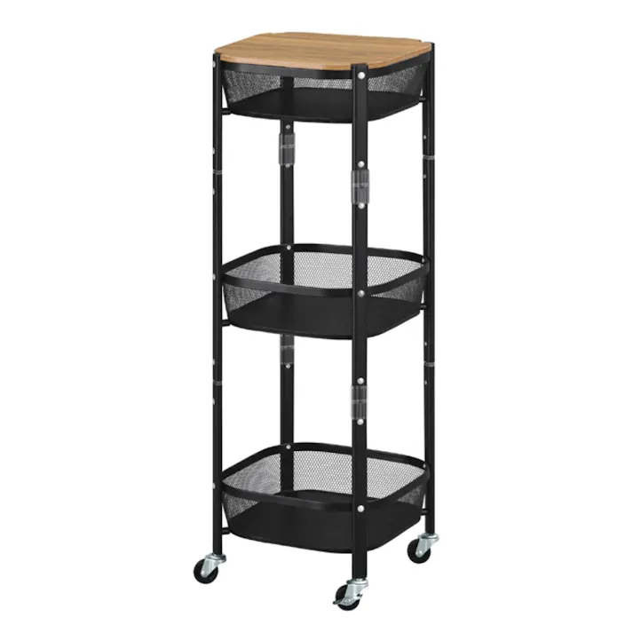 アイリスオーヤマ マルチワゴン 角型3段 MUW-S3 ブラック 収納 片付け キッチン 4967576691796【別送品】