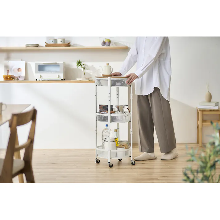 アイリスオーヤマ マルチワゴン 丸型3段 MUW-R3 ホワイト 収納 片付け キッチン 4967576691826【別送品】