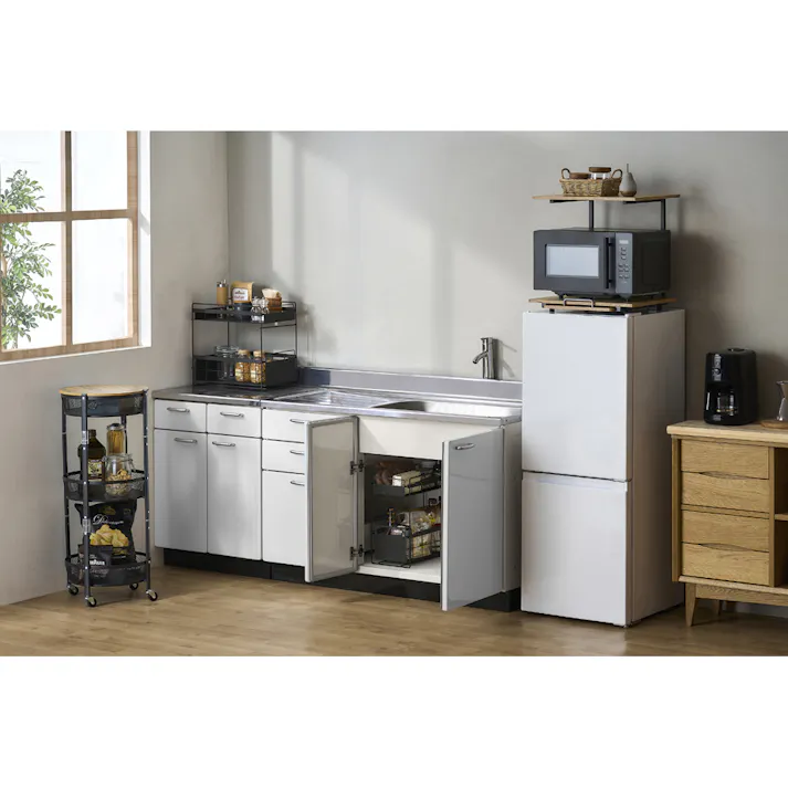 アイリスオーヤマ マルチワゴン 丸型3段 MUW-R3 ブラック 収納 片付け キッチン 4967576691833【別送品】