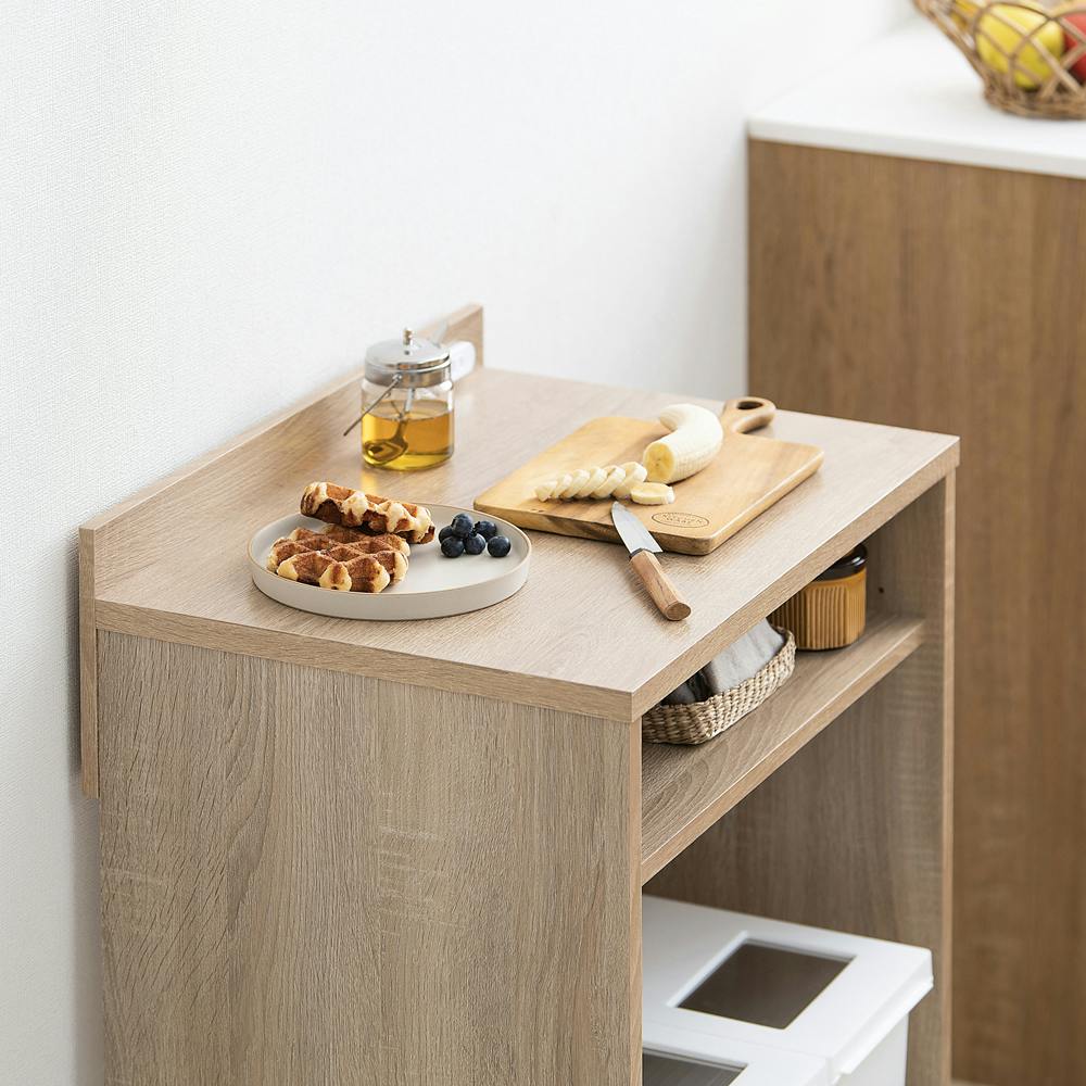 未使用展示品☆送料込☆カントリー調家具⭐️オシャレなゴミ箱☆ アイリスオーヤマ ゴミ箱上ラック GUR-590L ライトナチュラル キッチン