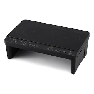 アイリスオーヤマ 2口IHコンロ脚付 IHK-WT41S-B ブラック 保温 調理 IH調理器 4967576706100【別送品】