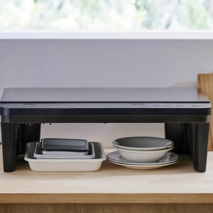 アイリスオーヤマ 2口IHコンロ脚付 IHK-WT41S-B ブラック 保温 調理 IH調理器 4967576706100【別送品】