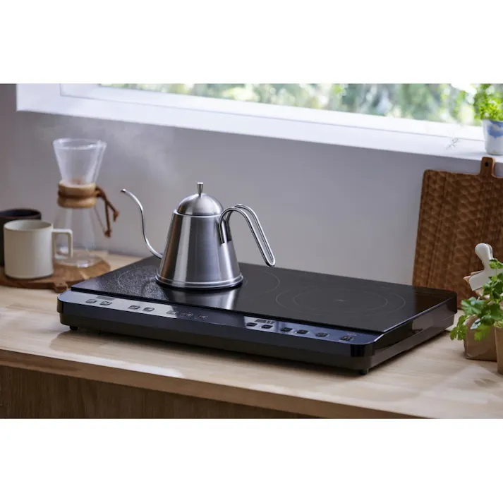 アイリスオーヤマ 2口IHコンロ IHK-WT41-B ブラック 保温 調理 IH調理器 4967576706117【別送品】