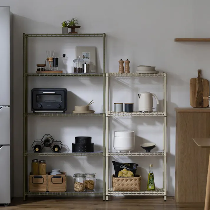 アイリスオーヤマ カラースチールシェルフ ラック大 SEC-800 カーキ リビング 整理収納 収納 キッチン ガレージ メタルラック スチールラック 4967576706827【別送品】