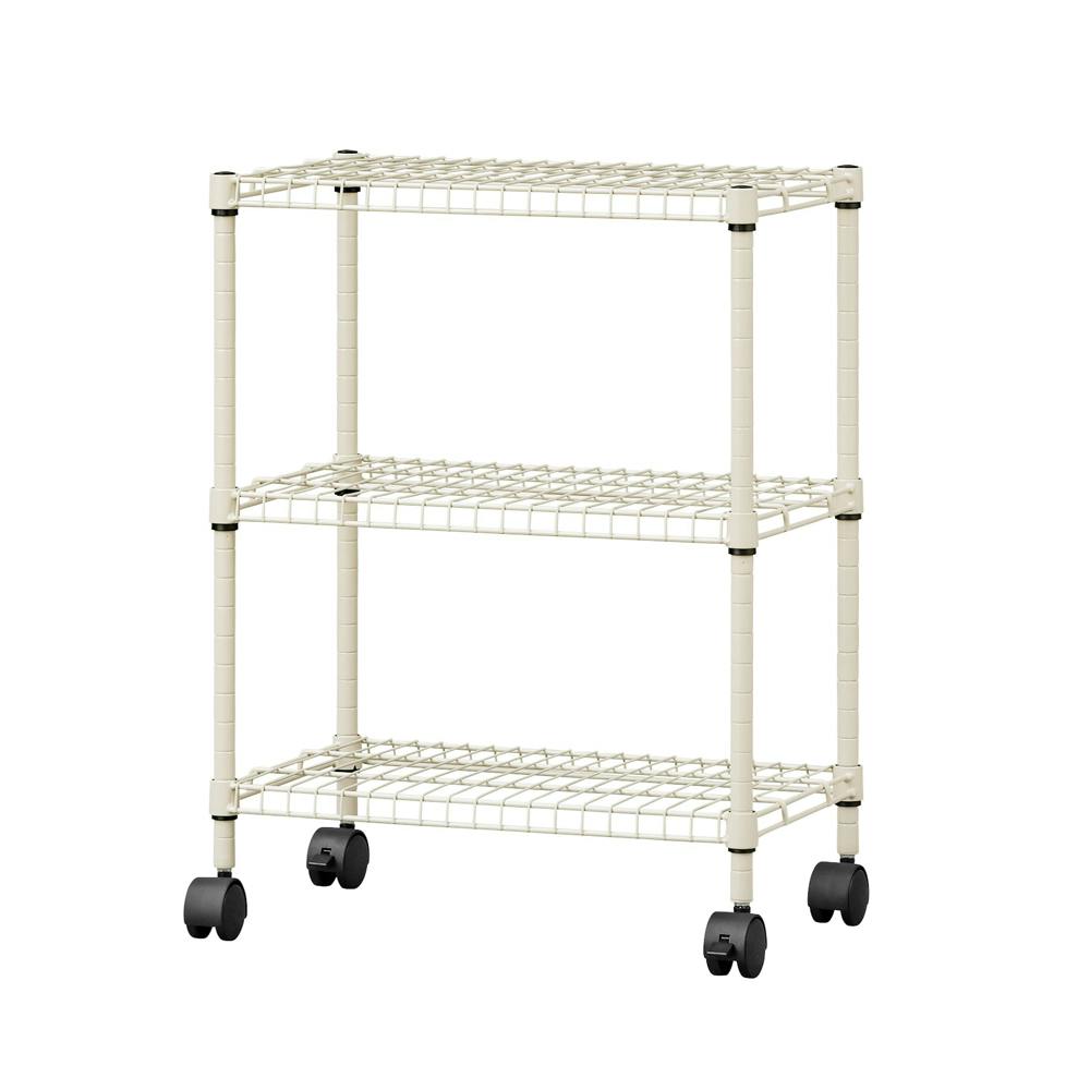 アイリスオーヤマ カラースチールシェルフ 3段キャスタータイプ SEC