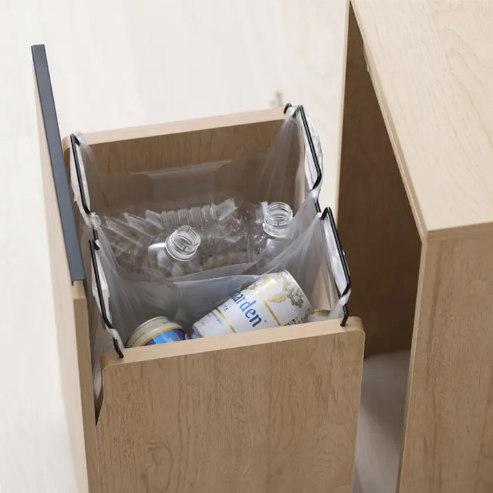 アイリスオーヤマ 引き出し分別ダストワゴン HDW-350 ナチュラル/ブラック 収納 整理整頓 ゴミ箱 4967576731676【別送品】