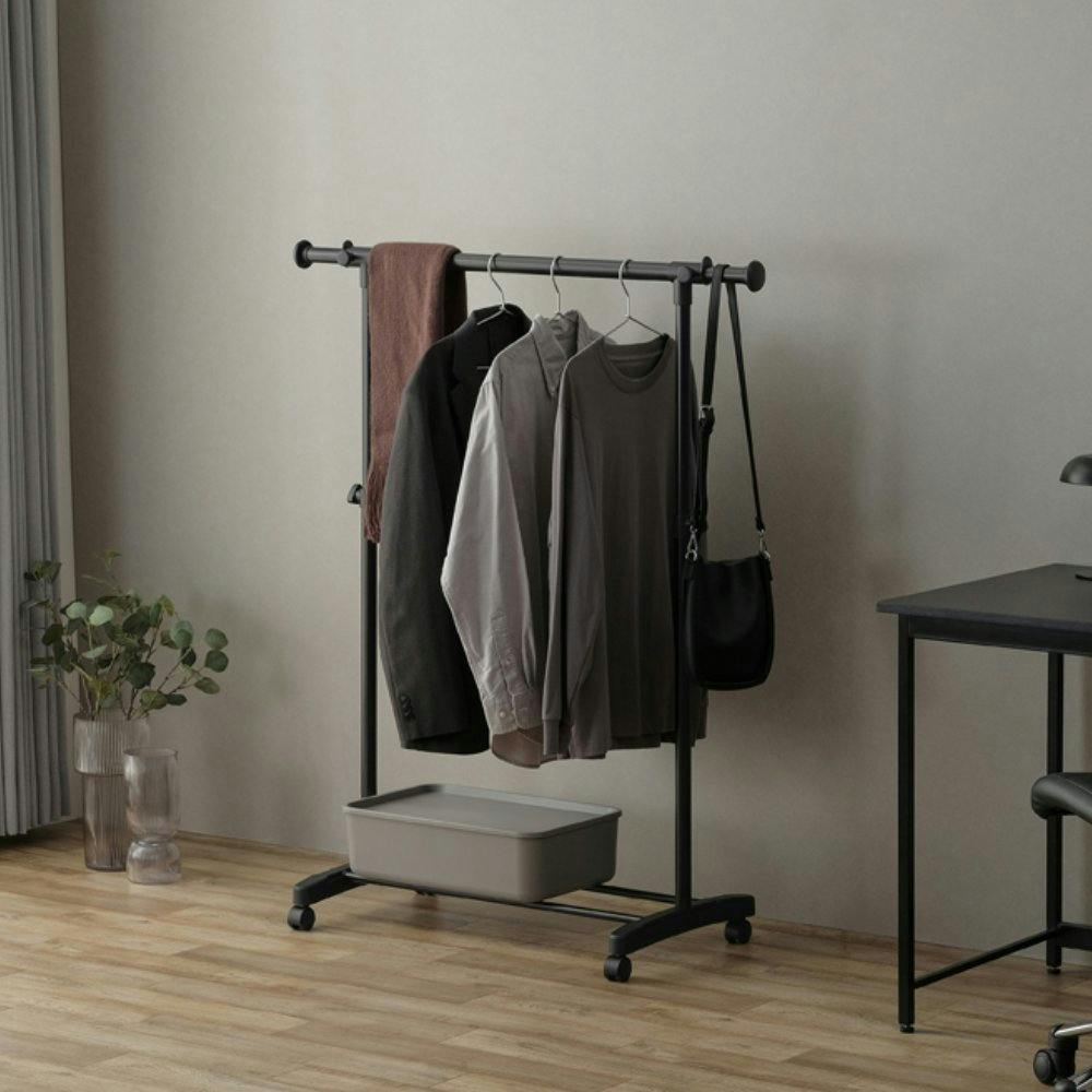 アイリスオーヤマ パイプハンガー PI-E180S ブラック 収納 整理