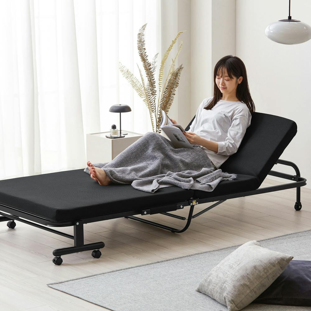 アイリスオーヤマ 折りたたみベッド OTB-TRR ブラック 寝室 睡眠