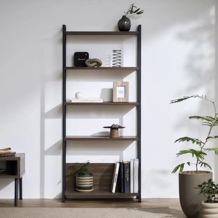 アイリスオーヤマ ウッドスリムラック WSR-523 ウォールナット/ブラック 収納 整理整頓 ラック 4967576743266【別送品】