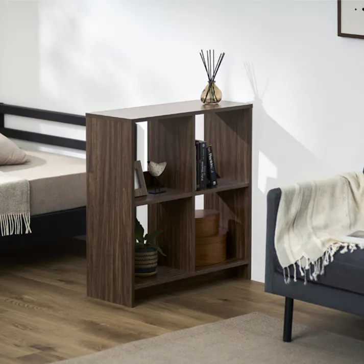 アイリスオーヤマ ウッドオープンシェルフ WOS-4 ウォールナット 収納 整理整頓 棚 リビング 4967576777919【別送品】