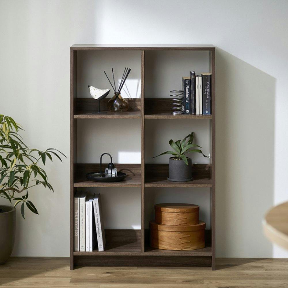 アイリスオーヤマ ウッドオープンシェルフ WOS-6 ウォールナット 収納