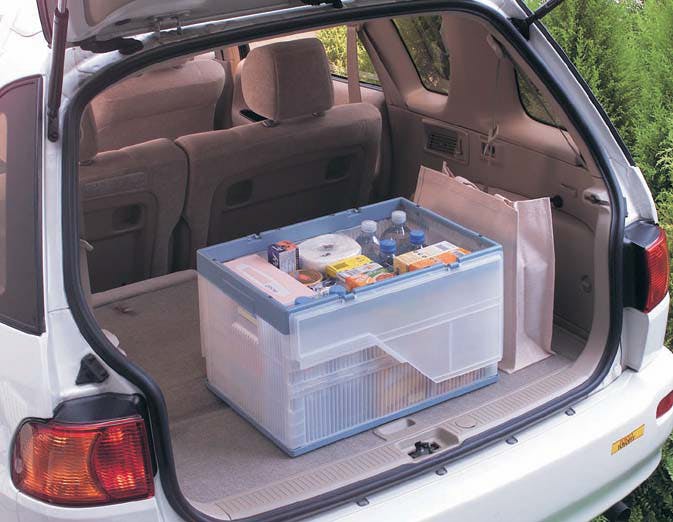 アイリスオーヤマ フタ付おりたたみコンテナ クリア/ブルー 54.8×36.9×33.8cm 53L コンテナボックス