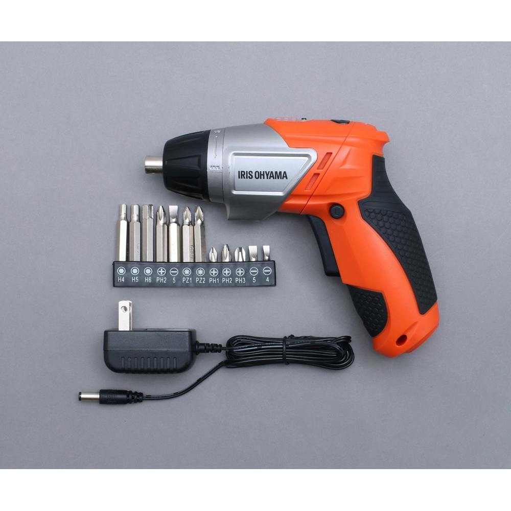 アイリスオーヤマ 充電式電動ドライバー オレンジ 17×5×14cm JCD-421-D 電動ドライバー・ドリル