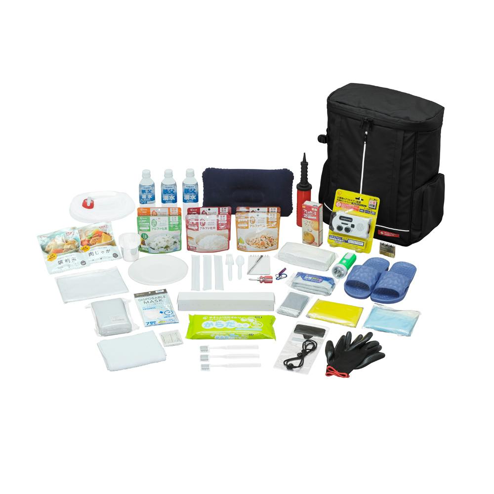 アイリスオーヤマ 防災セット 食品付き 1人用 43点 43×20×52cm NBS1-43 その他防災用品
