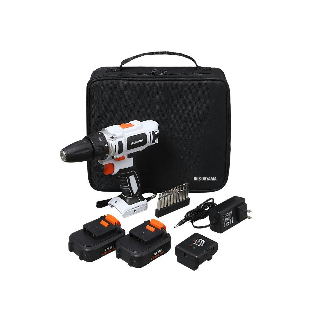 アイリスオーヤマ 充電式ドライバドリル 20×7×21cm JCD28-C 電動ドライバー・ドリル